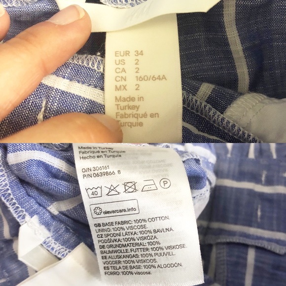 H&M high waisted paperbag shorts blue stripe - Picture 4 of 4